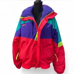 80’s Columbia Multicolor Snow Jacket - Red, Purple, Green